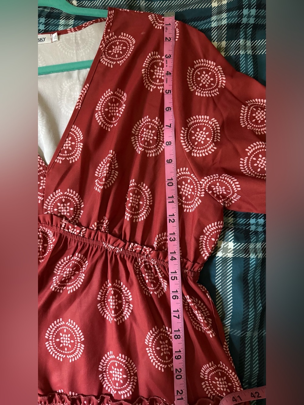 Rust Printed Tiered V-Neck Maxi Dress - Picture 7 of 8